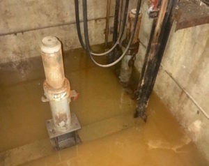 Elevator pit water intrusion 300x238 Elevator Waterproofing – Is Your Elevator Pit a Safety Hazard? New Brunswick, NJ