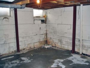 failing wall supports lg 300x225 Exploring Common Basement Repair Methods: A Guide to Addressing Structural Issues